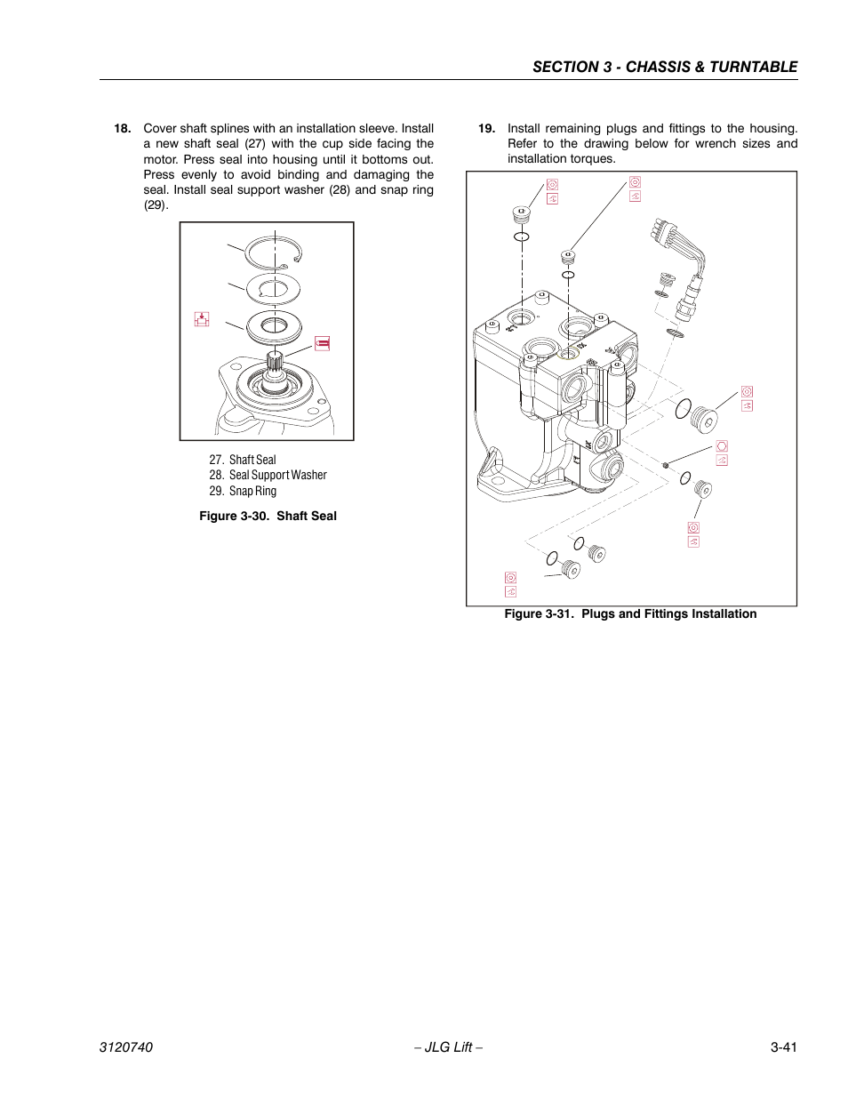 Shaft seal -41, Plugs and fittings installation -41 | JLG 800A_AJ ANSI Service Manual User Manual | Page 97 / 464