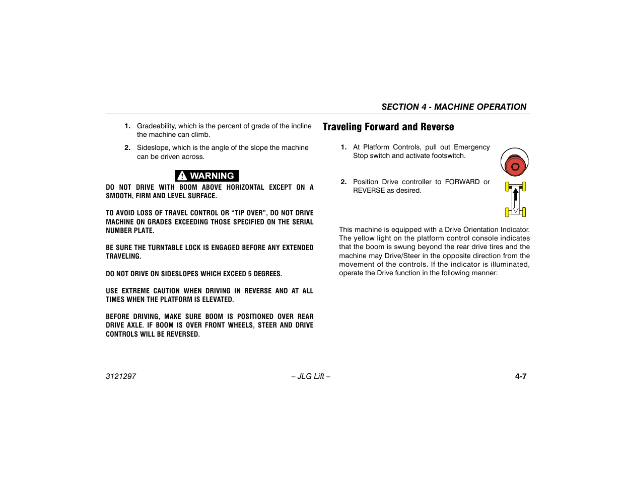 Traveling forward and reverse, Traveling forward and reverse -7 | JLG 660SJ Operator Manual User Manual | Page 61 / 118
