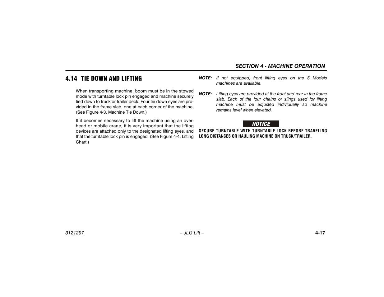 14 tie down and lifting, 14 tie down and lifting -17 | JLG 660SJ Operator Manual User Manual | Page 71 / 118