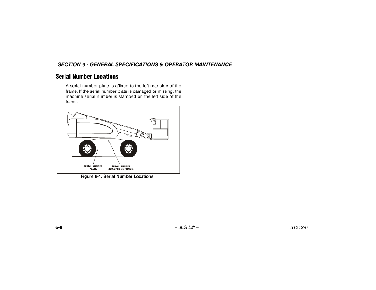 Serial number locations, Serial number locations -8 | JLG 660SJ Operator Manual User Manual | Page 94 / 118