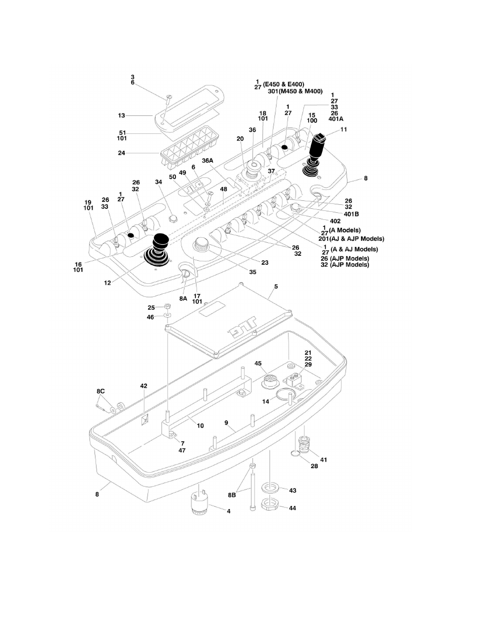 Figure 4-8. platform console assembly | JLG M450 ANSI Parts Manual User Manual | Page 142 / 266
