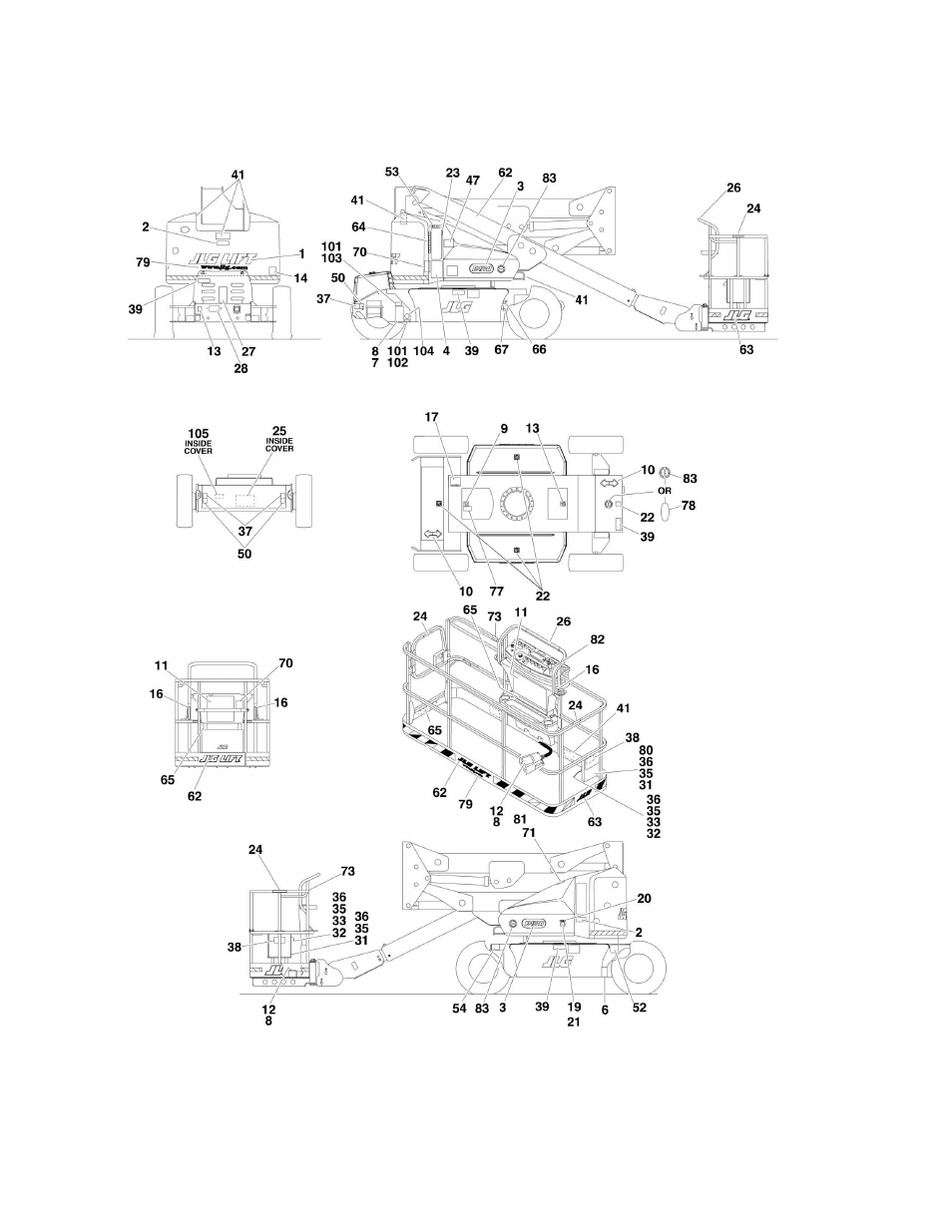 Figure 8-1. decal installation - ansi spec | JLG M450 ANSI Parts Manual User Manual | Page 244 / 266
