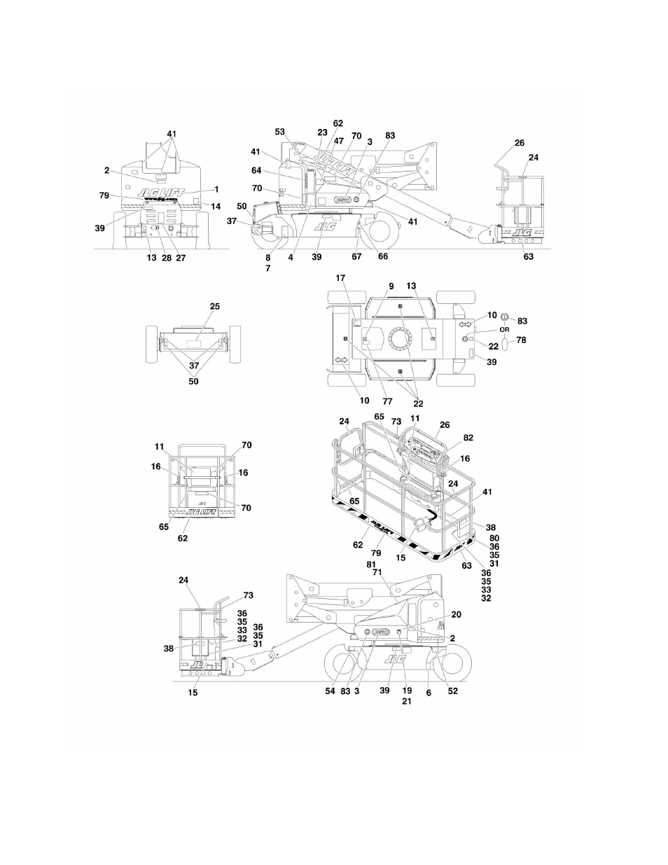 Figure 8-2. decal installation - country specs | JLG M450 ANSI Parts Manual User Manual | Page 248 / 266