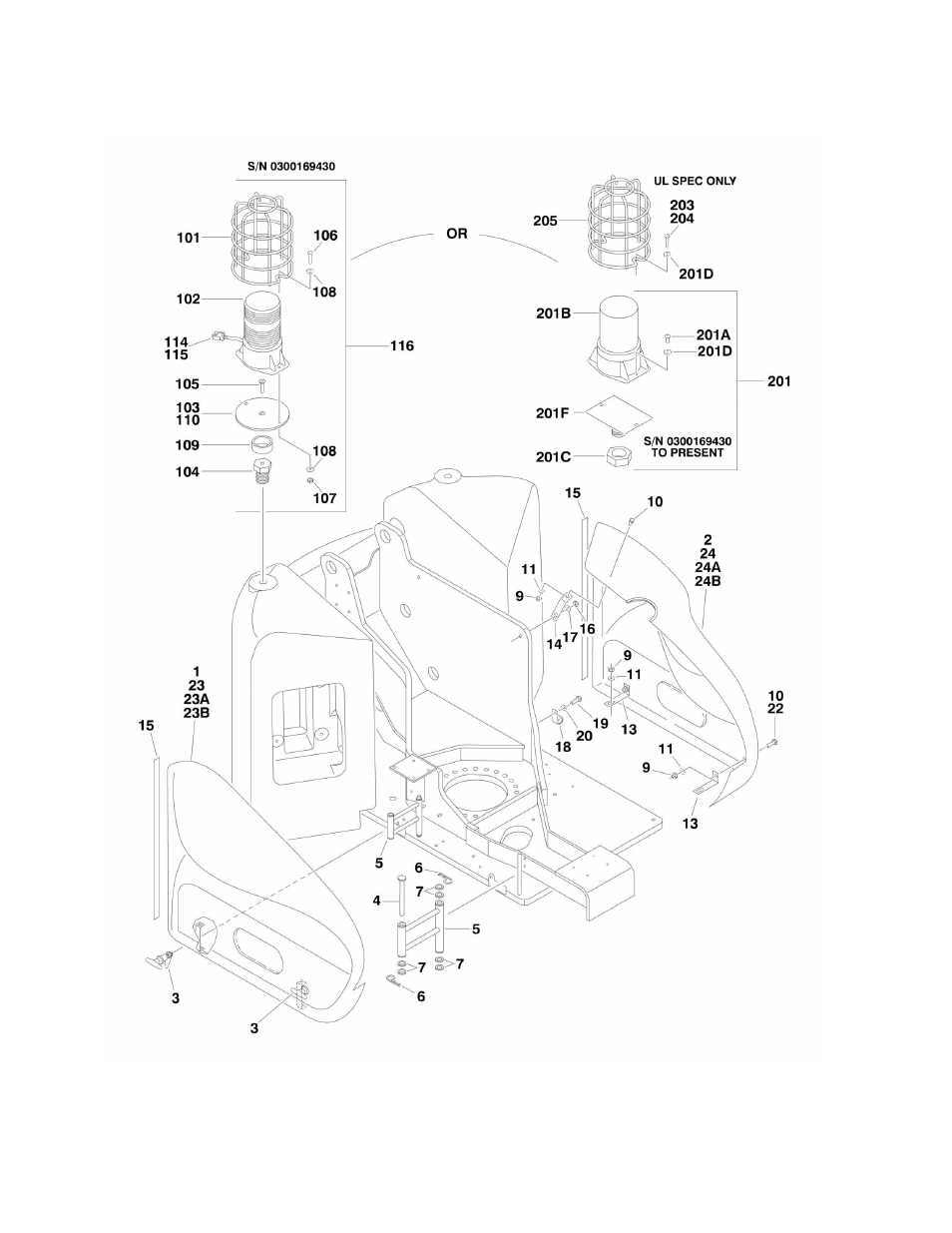Figure 2-9. hoods and beacon light installations | JLG M450 ANSI Parts Manual User Manual | Page 82 / 266