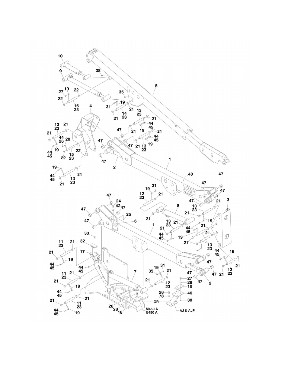 Figure 3-1. booms and cylinders installation | JLG M450 ANSI Parts Manual User Manual | Page 88 / 266