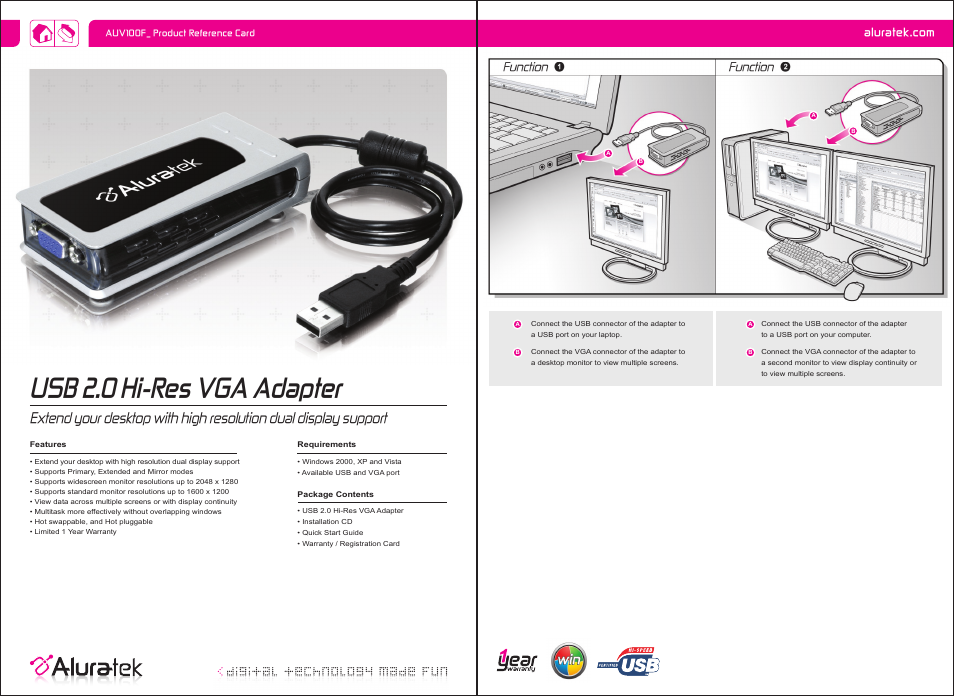 Aluratek AUV100F User Manual | 1 page