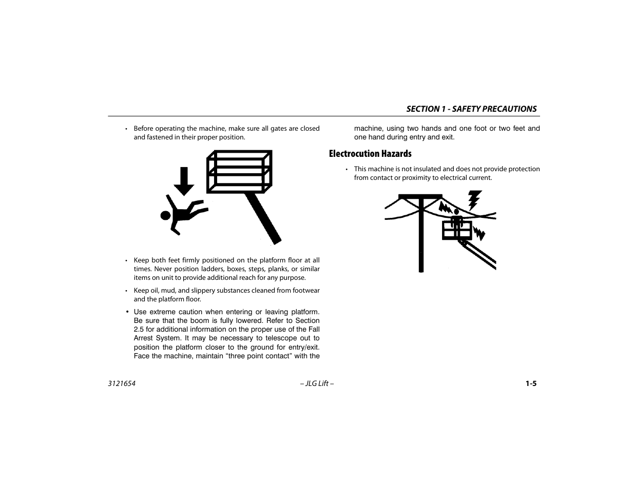 Electrocution hazards, Electrocution hazards -5 | JLG 740AJ Operator Manual User Manual | Page 17 / 130