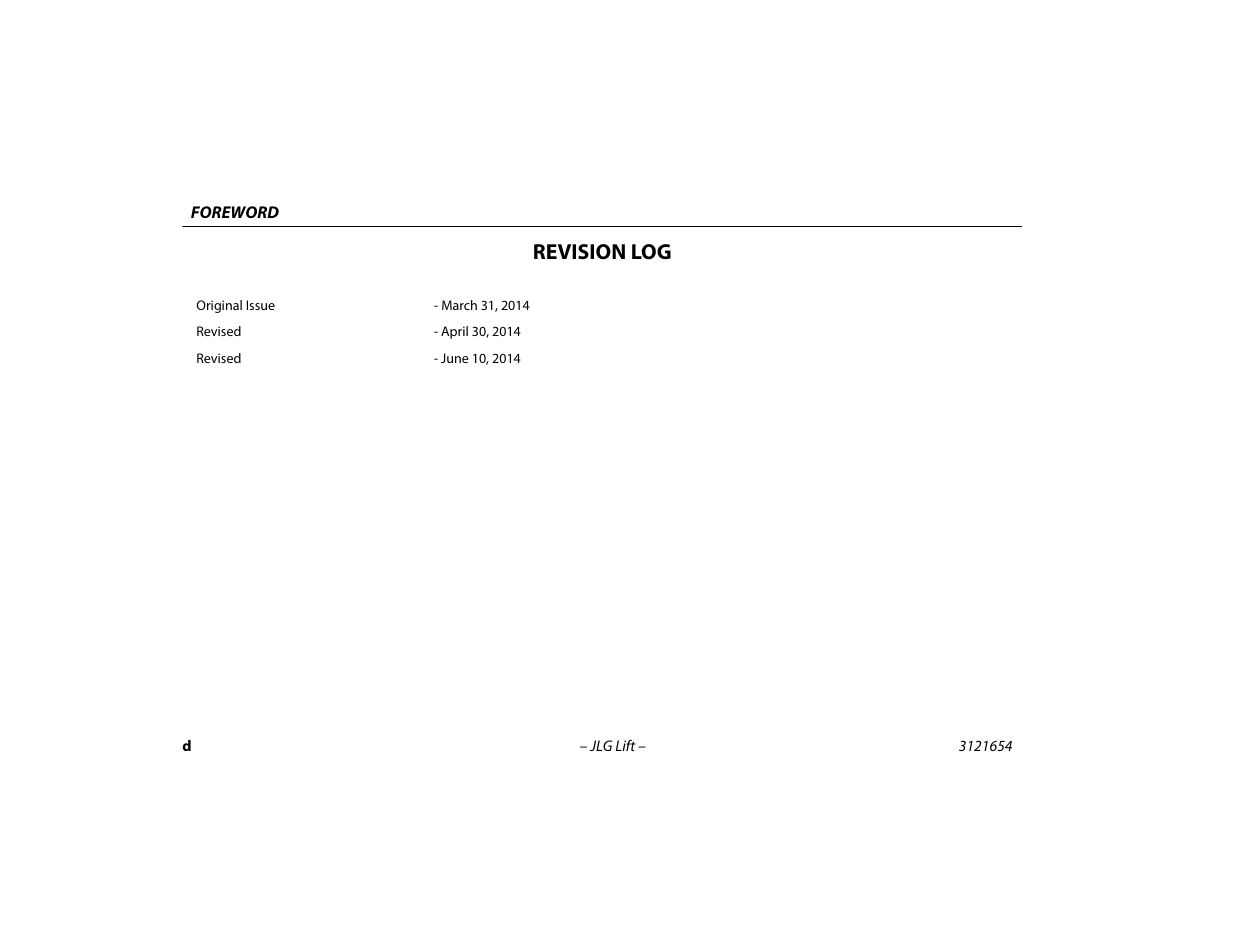 Revision log | JLG 740AJ Operator Manual User Manual | Page 6 / 130