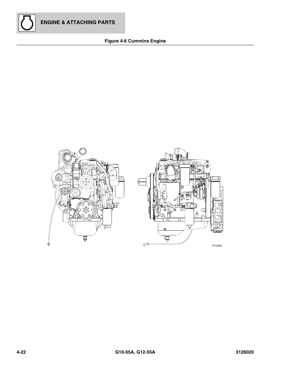 Figure 4-6 cummins engine, Cummins engine -22, Ii, (see figure 4-6 for details) | JLG G12-55A Parts Manual User Manual | Page 170 / 728