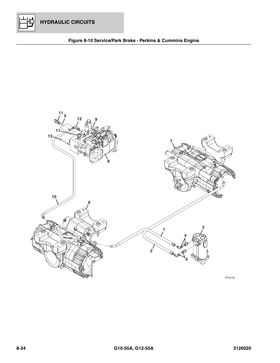 Service/park brake - perkins & cummins engine -34 | JLG G12-55A Parts Manual User Manual | Page 370 / 728