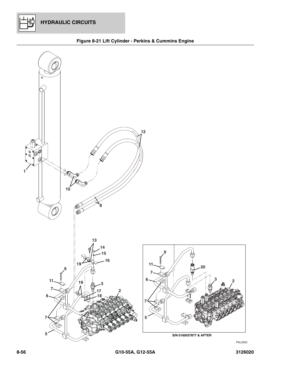 Lift cylinder - perkins & cummins engine -56 | JLG G12-55A Parts Manual User Manual | Page 392 / 728