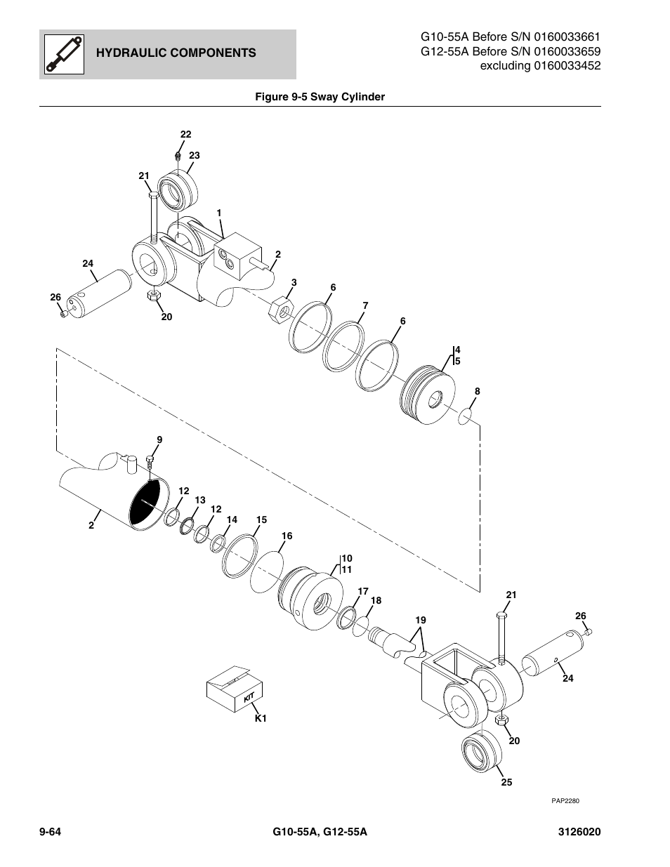 Figure 9-5 sway cylinder, Sway cylinder -64 | JLG G12-55A Parts Manual User Manual | Page 492 / 728