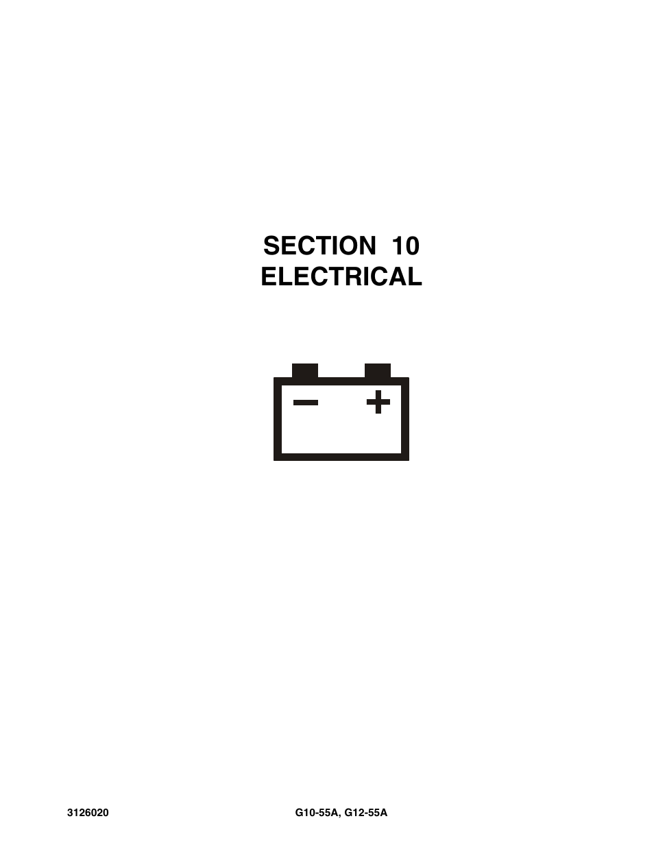 Section 10 electrical, Section 10, Electrical -1 | JLG G12-55A Parts Manual User Manual | Page 553 / 728