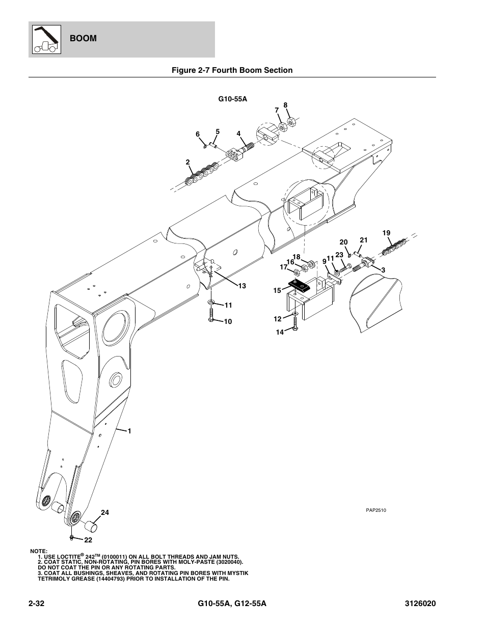 Figure 2-7 fourth boom section, Fourth boom section -32, Figure 2-7 | Ion, (see figure 2-7 for details), See figure 2-7, item 3, N, (see figure 2-7 for details), See figure 2-7, item 18 f, Boom | JLG G12-55A Parts Manual User Manual | Page 60 / 728