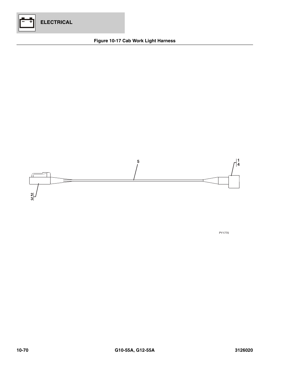 Figure 10-17 cab work light harness, Cab work light harness -70 | JLG G12-55A Parts Manual User Manual | Page 622 / 728