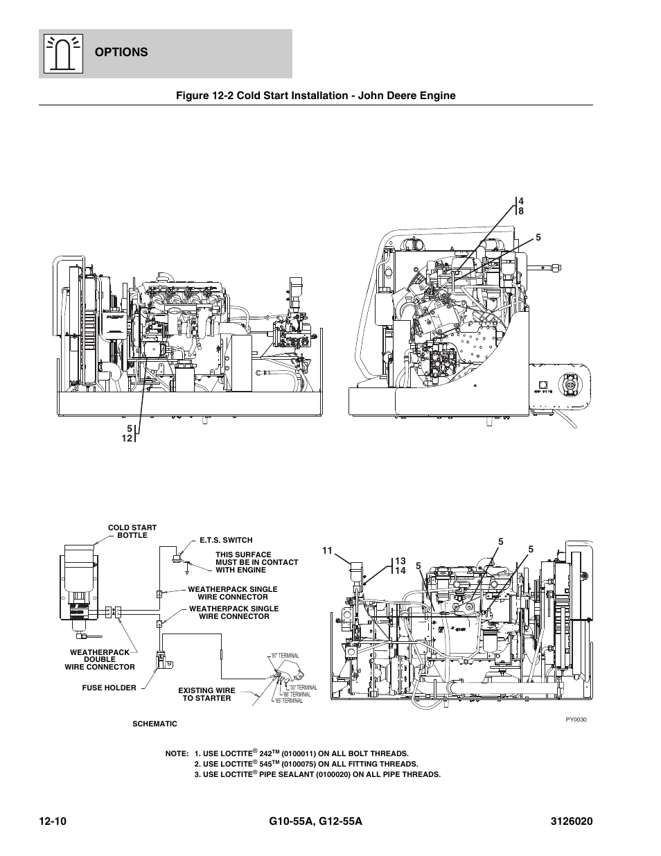 Cold start installation - john deere engine -10, Options | JLG G12-55A Parts Manual User Manual | Page 650 / 728