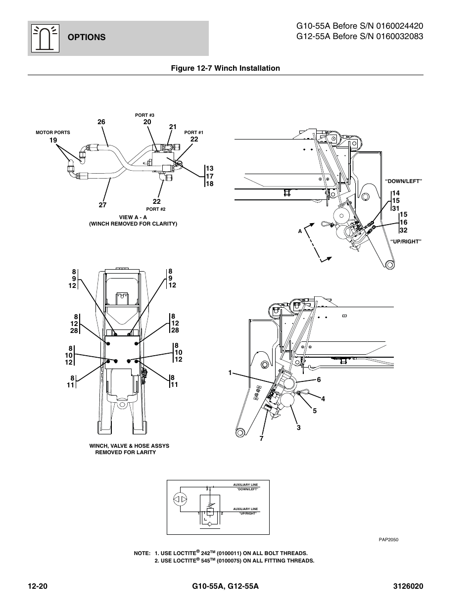 Figure 12-7 winch installation, Winch installation -20, Options | JLG G12-55A Parts Manual User Manual | Page 660 / 728