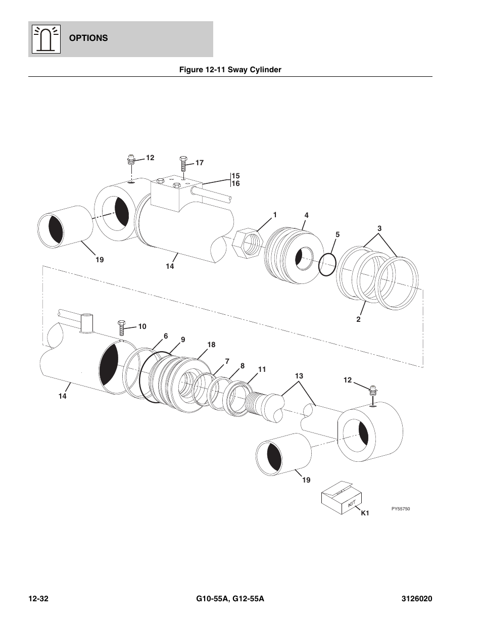 Figure 12-11 sway cylinder, Sway cylinder -32 | JLG G12-55A Parts Manual User Manual | Page 672 / 728