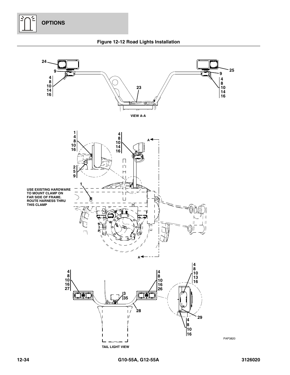 Figure 12-12 road lights installation, Road lights installation -34 | JLG G12-55A Parts Manual User Manual | Page 674 / 728