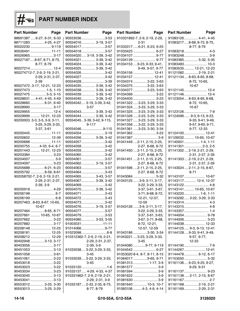 Part number index | JLG G12-55A Parts Manual User Manual | Page 722 / 728