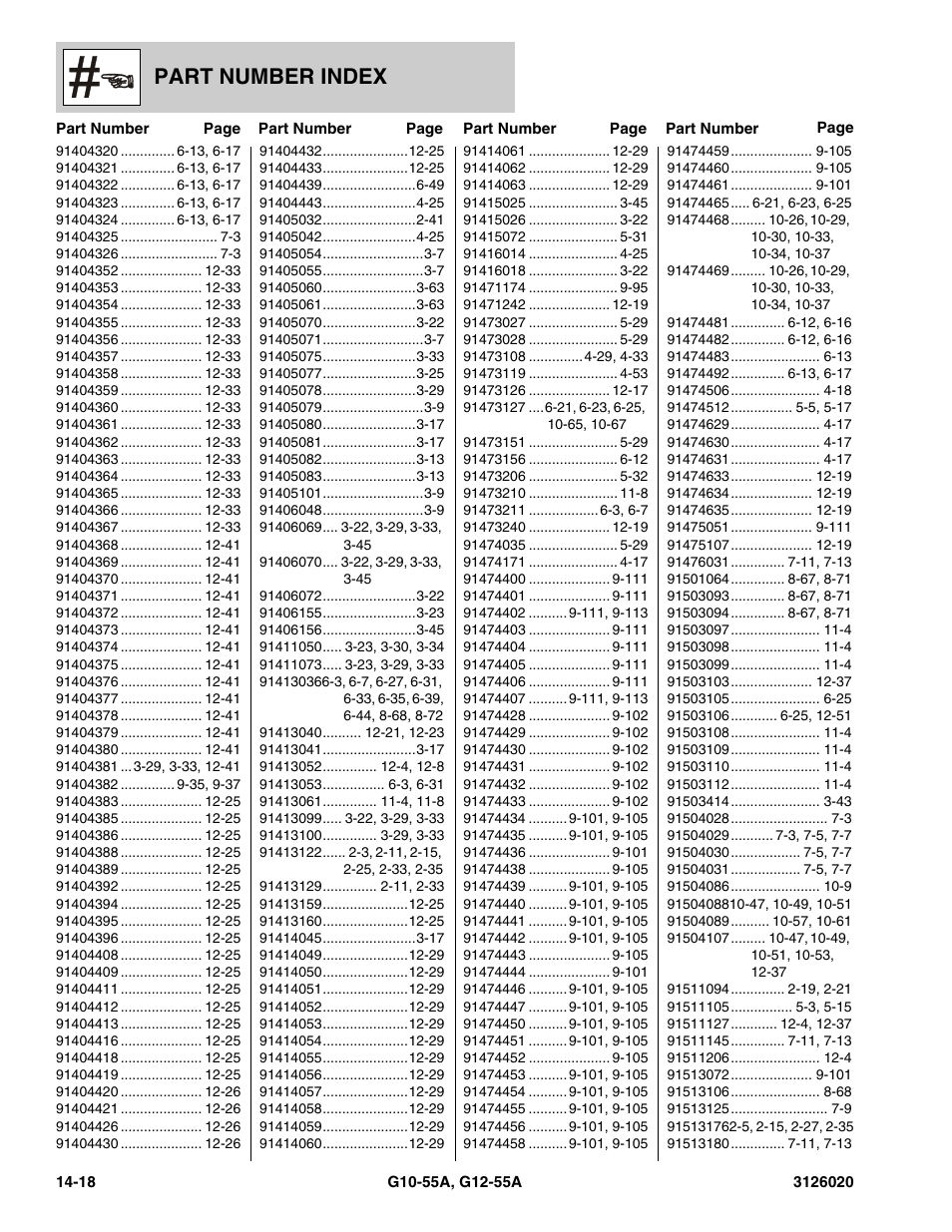 Part number index | JLG G12-55A Parts Manual User Manual | Page 724 / 728