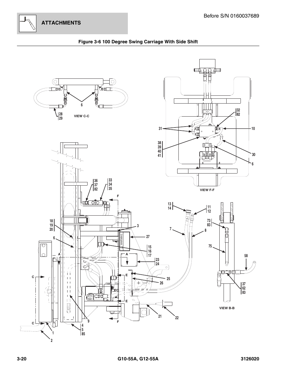 100 degree swing carriage with side shift -20, Attachments | JLG G12-55A Parts Manual User Manual | Page 92 / 728