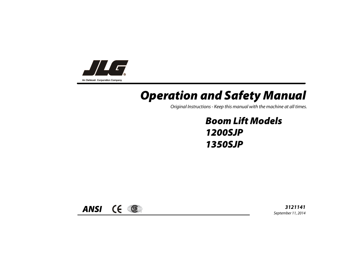 JLG 1200SJP Operator Manual User Manual | 128 pages