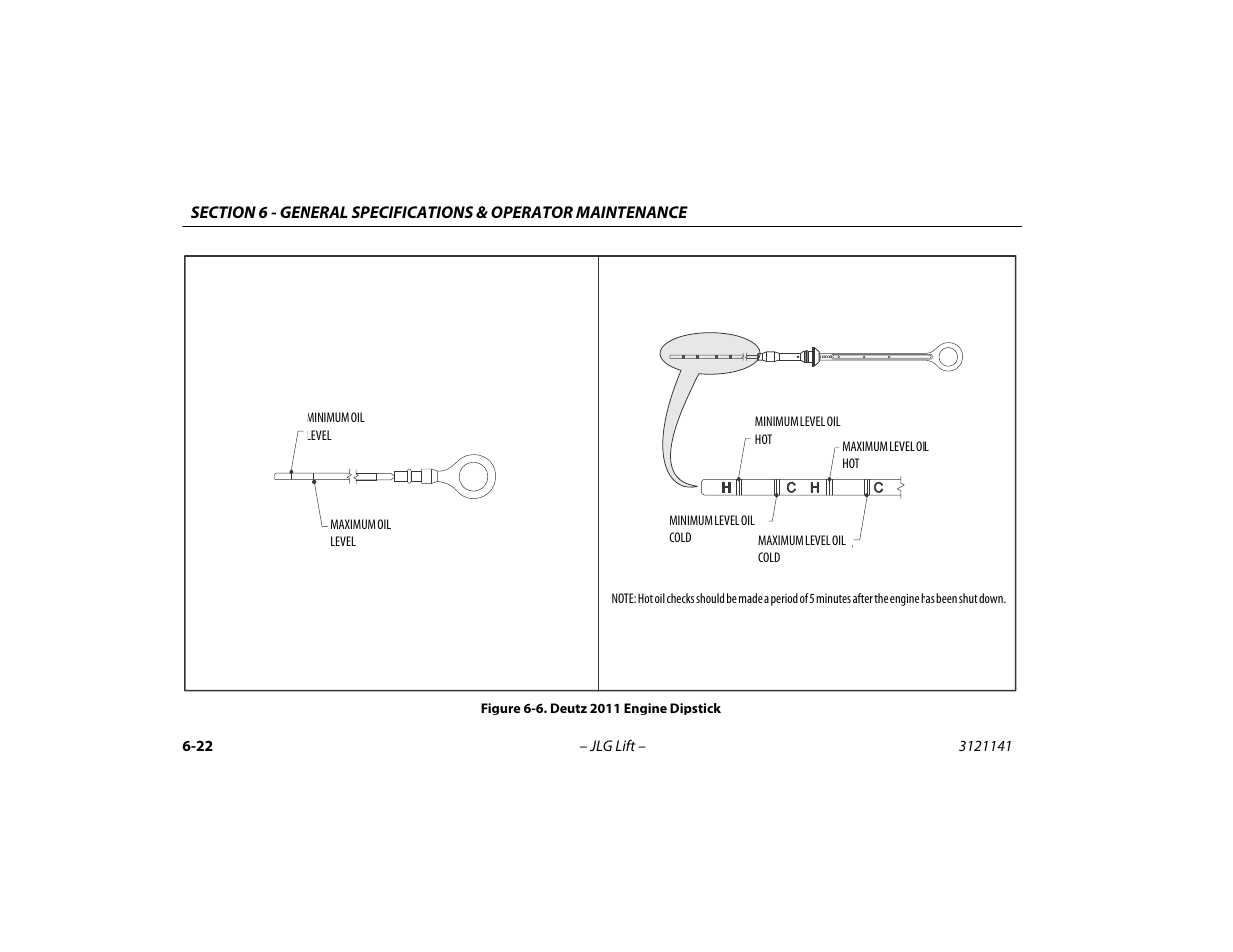 Deutz 2011 engine dipstick -22 | JLG 1200SJP Operator Manual User Manual | Page 114 / 128