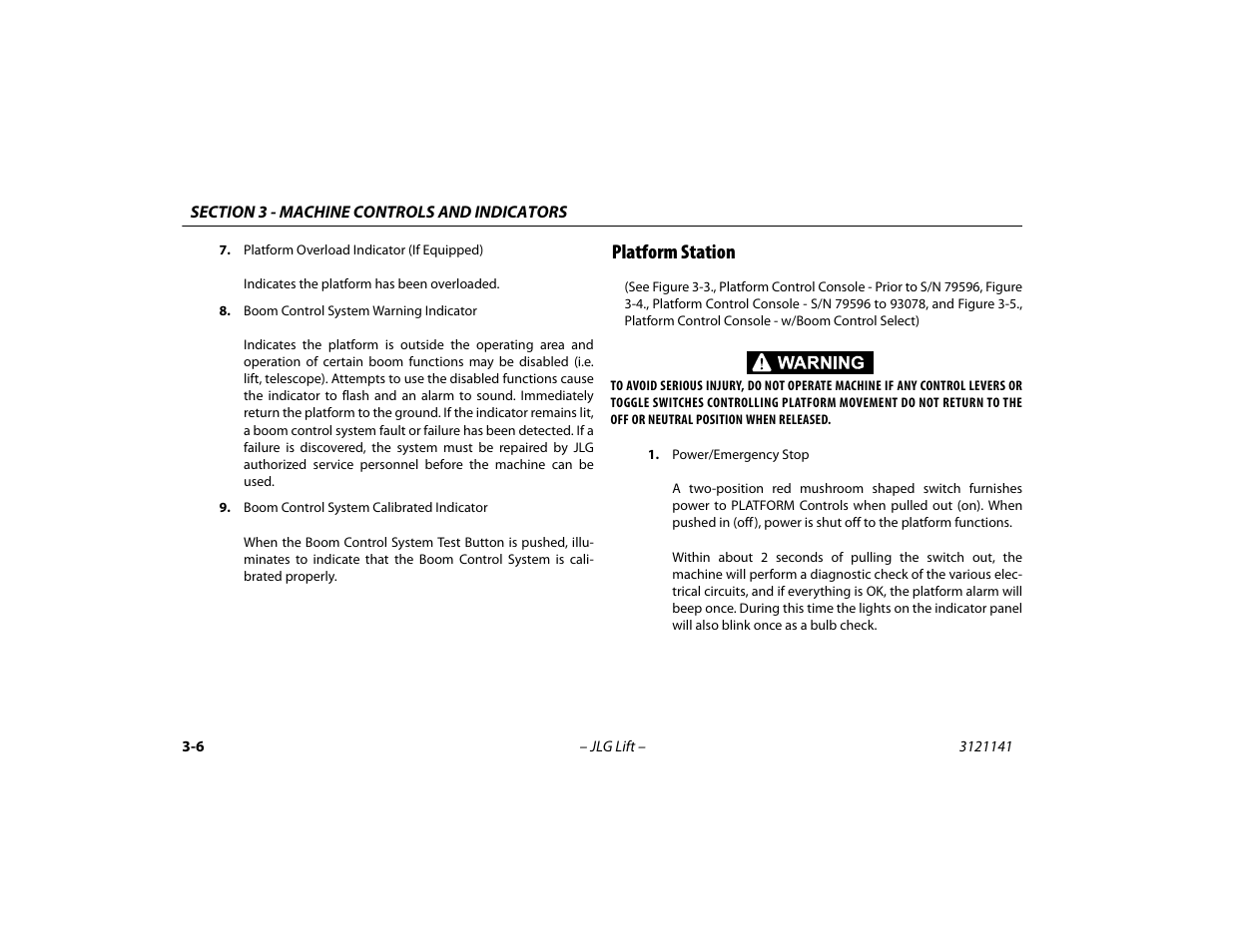 Platform station, Platform station -6 | JLG 1200SJP Operator Manual User Manual | Page 46 / 128