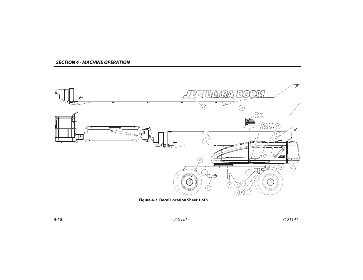 Decal location sheet 1 of 5 -18 | JLG 1200SJP Operator Manual User Manual | Page 78 / 128