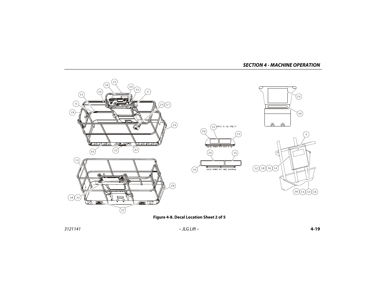 Decal location sheet 2 of 5 -19 | JLG 1200SJP Operator Manual User Manual | Page 79 / 128