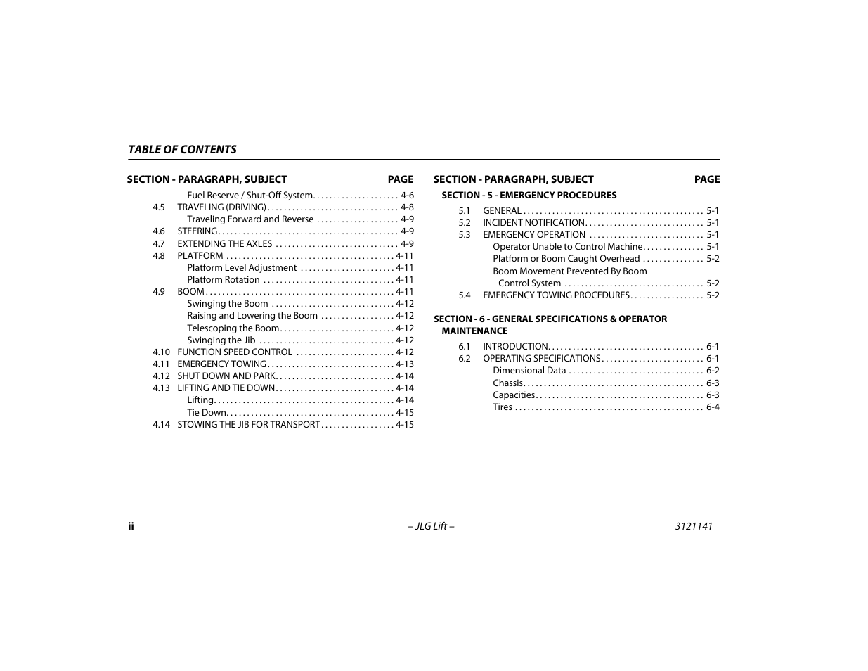 JLG 1200SJP Operator Manual User Manual | Page 8 / 128