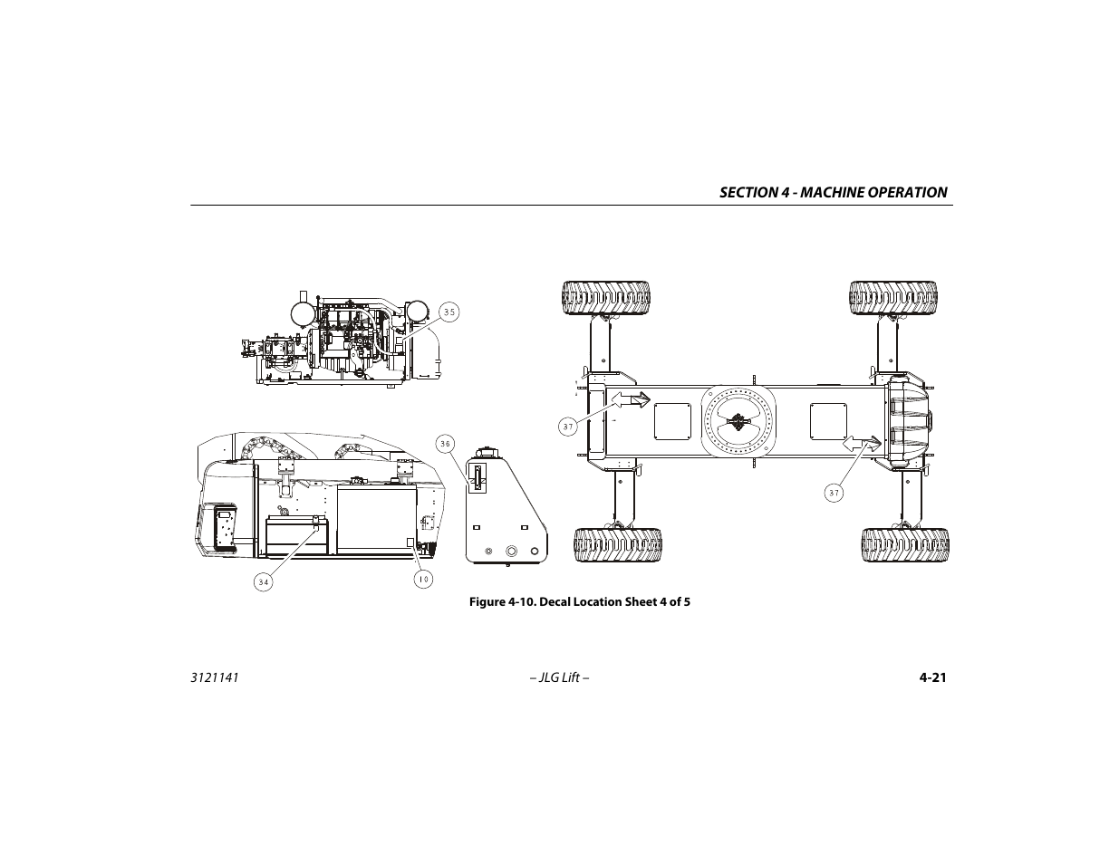 Decal location sheet 4 of 5 -21 | JLG 1200SJP Operator Manual User Manual | Page 81 / 128