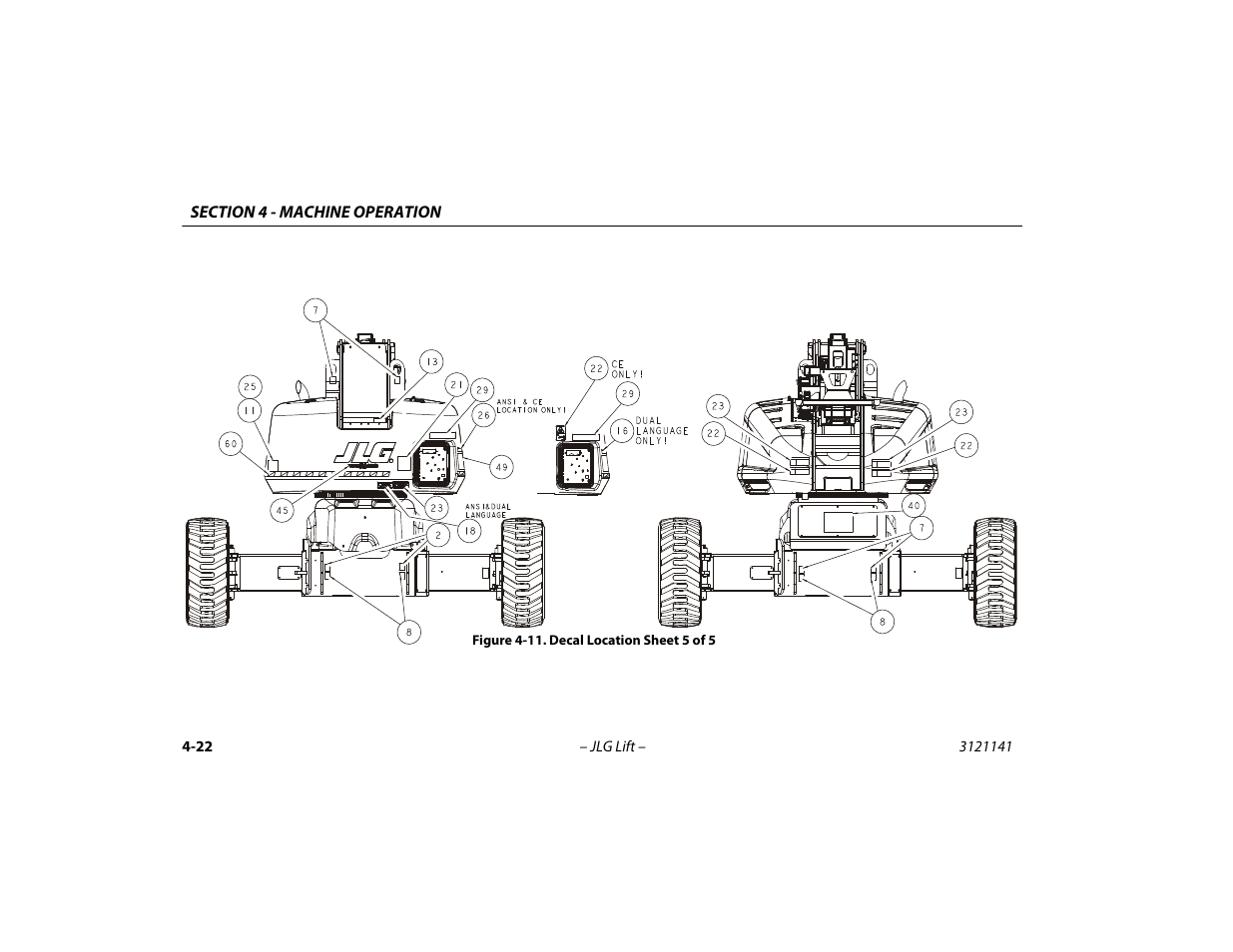 Decal location sheet 5 of 5 -22 | JLG 1200SJP Operator Manual User Manual | Page 82 / 128