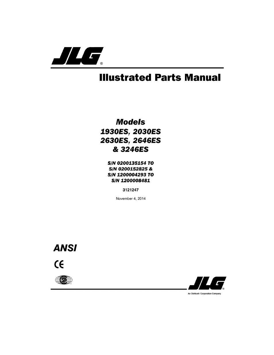 JLG 3246ES Parts Manual User Manual | 202 pages