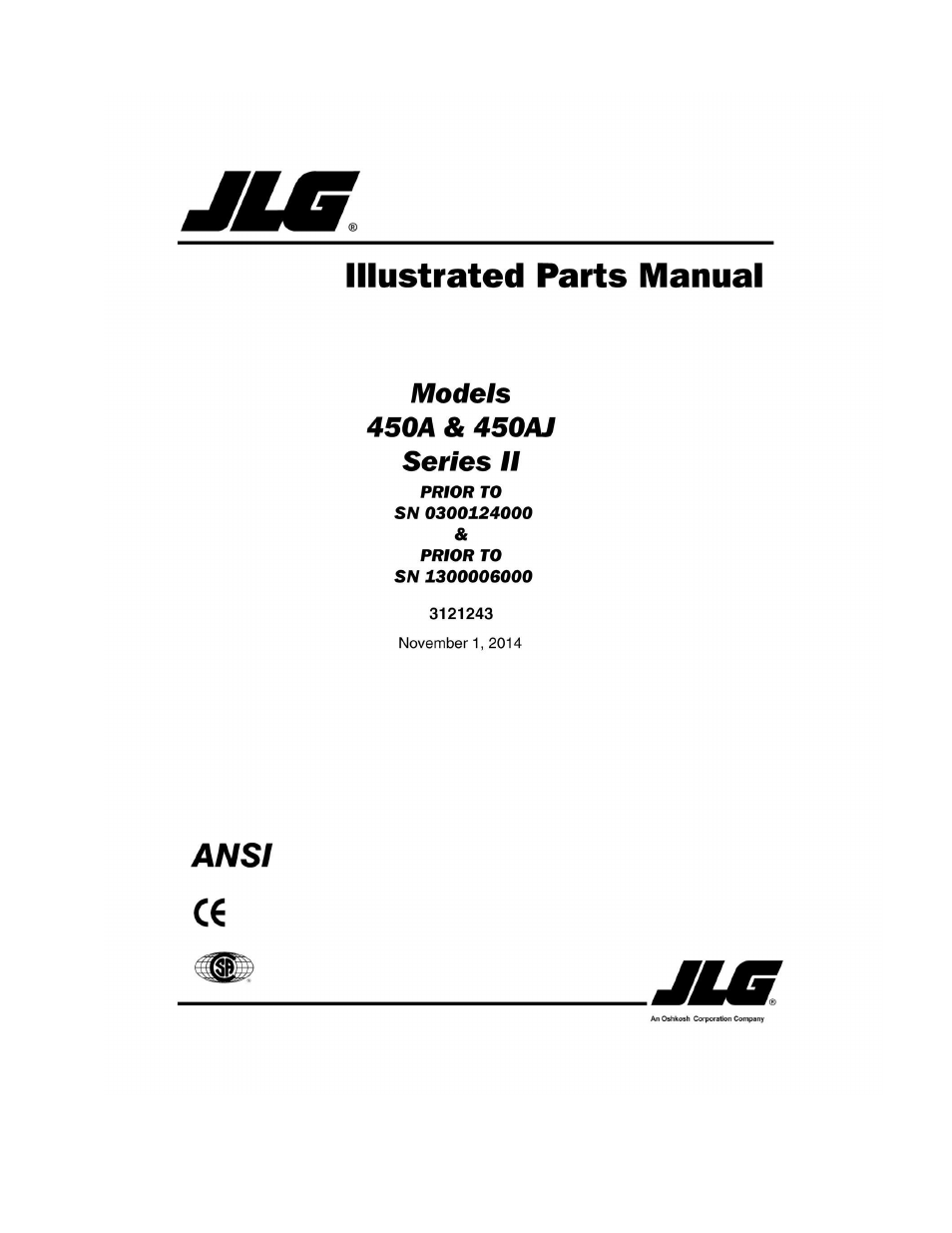 JLG 450A_AJ Series II Parts Manual User Manual | 490 pages