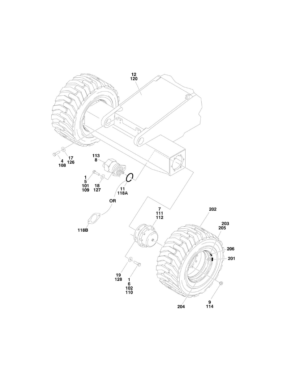 Figure 1-4. tire and wheel drive installations | JLG 450A_AJ Series II Parts Manual User Manual | Page 28 / 490