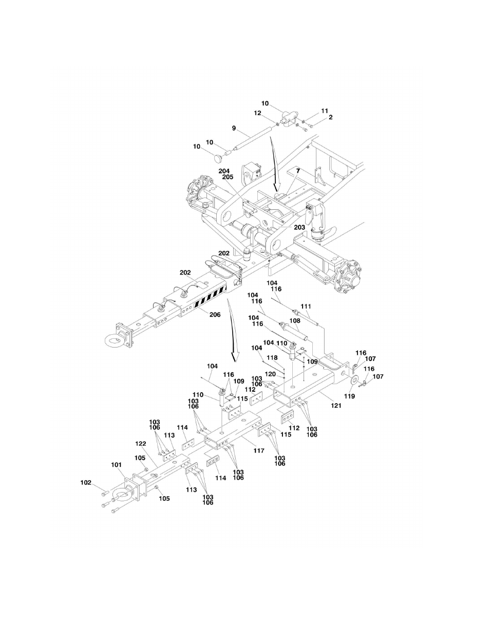 Figure 1-16. tow bar installation (optional) | JLG 450A_AJ Series II Parts Manual User Manual | Page 72 / 490