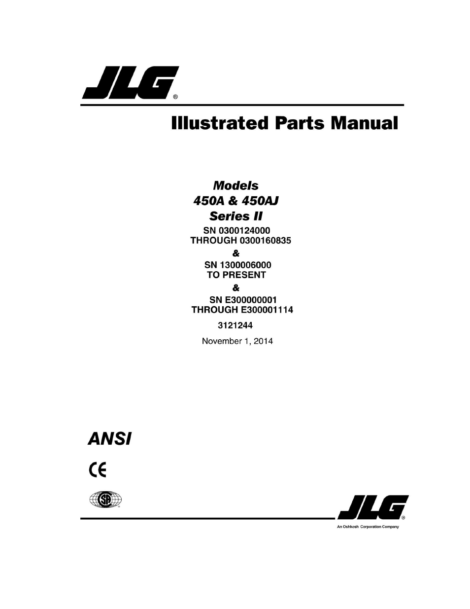 JLG 450A_AJ Series II Parts Manual User Manual | 428 pages