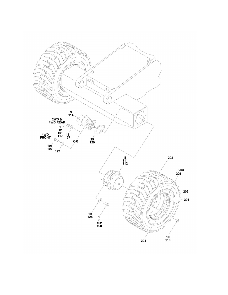 Figure 1-4. tire and wheel drive installation | JLG 450A_AJ Series II Parts Manual User Manual | Page 24 / 428