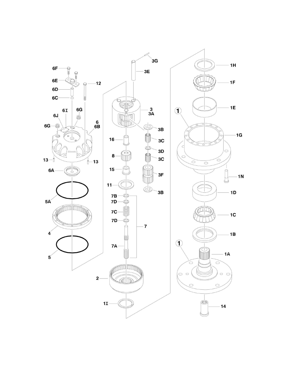 Figure 1-6. drive hub assembly (front) (4wd only) | JLG 450A_AJ Series II Parts Manual User Manual | Page 32 / 428