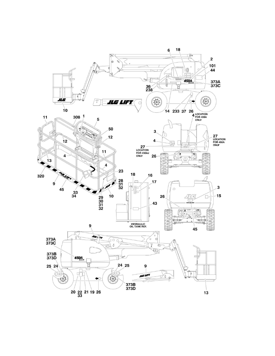 Figure 8-1. decal installation - ansi spec | JLG 450A_AJ Series II Parts Manual User Manual | Page 388 / 428