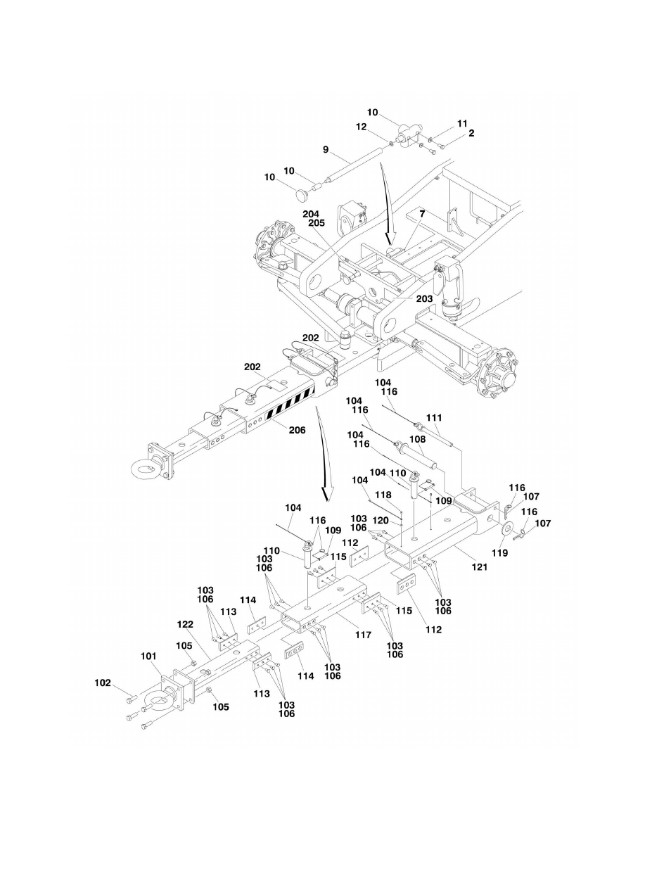 Figure 1-10. tow bar installation (optional) | JLG 450A_AJ Series II Parts Manual User Manual | Page 42 / 428