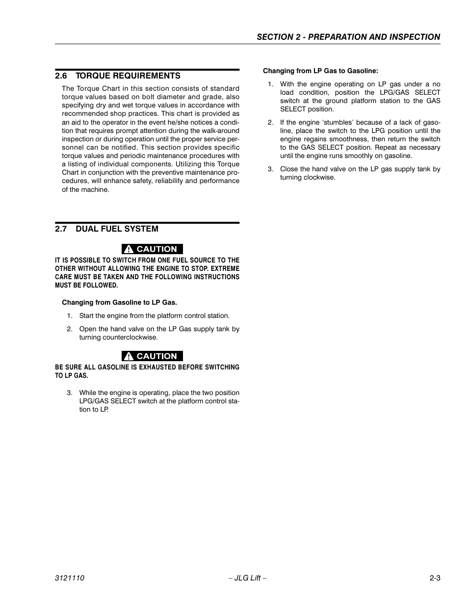 6 torque requirements, 7 dual fuel system, Torque requirements -3 | Dual fuel system -3 | JLG 400CRT ANSI Operator Manual User Manual | Page 15 / 42
