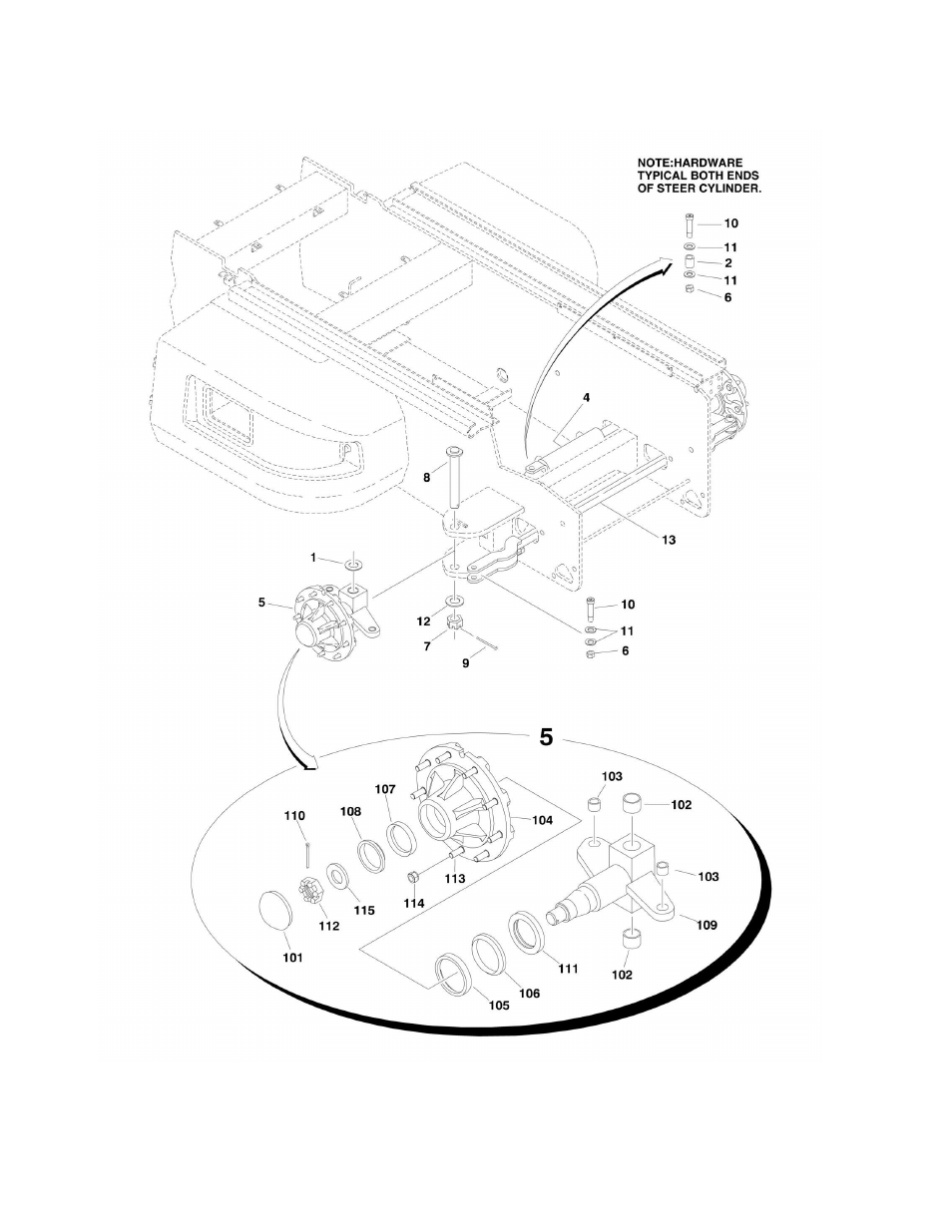 Figure 1-1. frame and steering installation - 2wd | JLG M4069 Parts Manual User Manual | Page 10 / 210