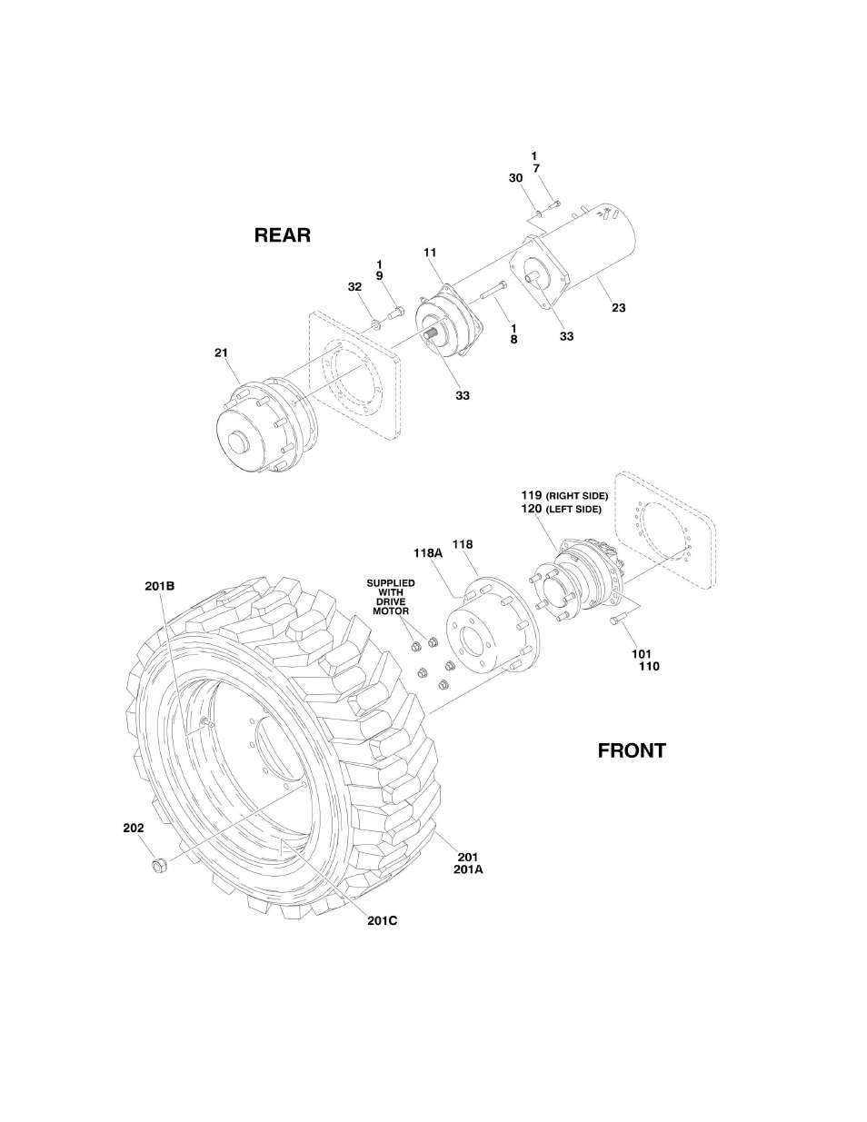Figure 1-5. tire and wheel drive installation | JLG M4069 Parts Manual User Manual | Page 20 / 210