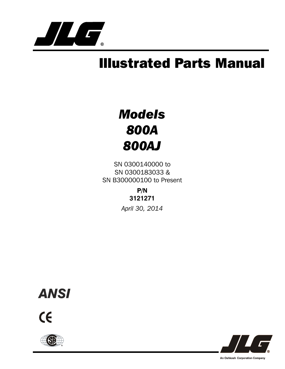 JLG 800A_AJ Parts Manual User Manual | 298 pages