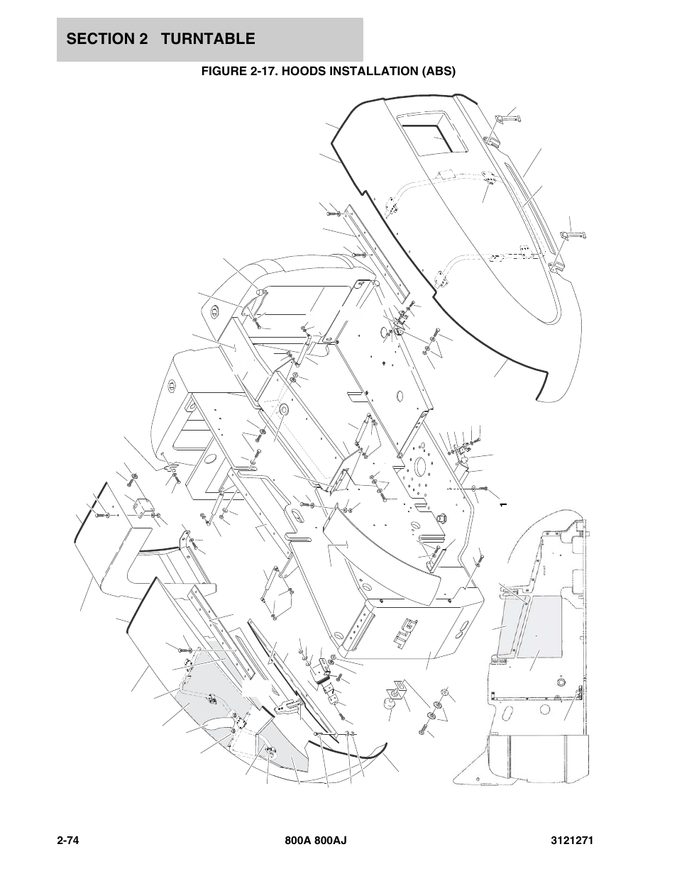 Figure 2-17. hoods installation (abs) | JLG 800A_AJ Parts Manual User Manual | Page 102 / 298