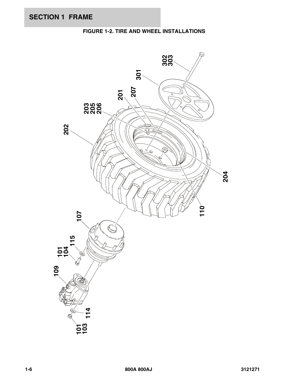 Figure 1-2. tire and wheel installations | JLG 800A_AJ Parts Manual User Manual | Page 12 / 298