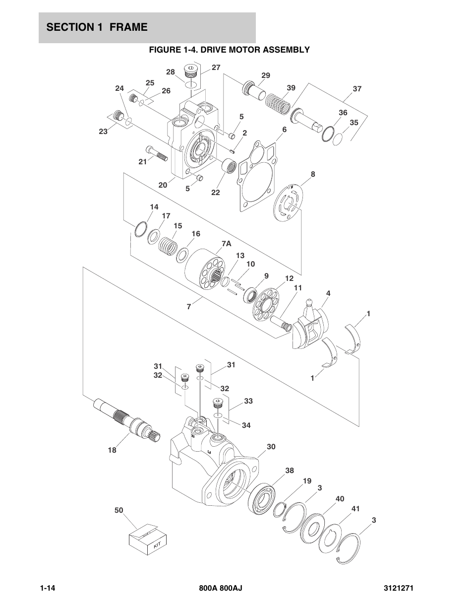 Figure 1-4. drive motor assembly | JLG 800A_AJ Parts Manual User Manual | Page 20 / 298
